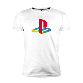Мужская футболка премиум с принтом PlayStation в Белгороде, 92% хлопок, 8% лайкра | приталенный силуэт, круглый вырез ворота, длина до линии бедра, короткий рукав | 