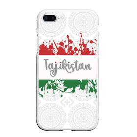 Чехол для iPhone 7/8 Plus матовый с принтом Таджикистан в Белгороде, Силикон | Область печати: задняя сторона чехла, без боковых панелей | asia | blots | drops | flag | paint | republic of tajikistan | splashes | state | азия | брызги | государство | капли | кляксы | краска | республика | таджикистан | флаг
