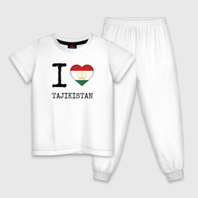 Детская пижама хлопок с принтом Таджикистан в Белгороде, 100% хлопок |  брюки и футболка прямого кроя, без карманов, на брюках мягкая резинка на поясе и по низу штанин
 | asia | coat of arms | flag | heart | i | love | ornament | patterns | republic | state | tajikistan | азия | герб | государство | люблю | орнамент | республика | сердце | таджикистан | узоры | флаг | я