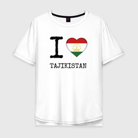 Мужская футболка хлопок Oversize с принтом Таджикистан в Белгороде, 100% хлопок | свободный крой, круглый ворот, “спинка” длиннее передней части | asia | coat of arms | flag | heart | i | love | ornament | patterns | republic | state | tajikistan | азия | герб | государство | люблю | орнамент | республика | сердце | таджикистан | узоры | флаг | я