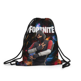 Рюкзак-мешок 3D с принтом FORTNITE x IKONIK в Белгороде, 100% полиэстер | плотность ткани — 200 г/м2, размер — 35 х 45 см; лямки — толстые шнурки, застежка на шнуровке, без карманов и подкладки | Тематика изображения на принте: deadmau5 | fortnite | fortnite 2 | fortnite x маршмелло | ikonik | marshmello | ninja | ninja streamer | raven | travis scott | ворон | иконик | ниндзя | пили | рейвен | трэвис скотт | фортнайт