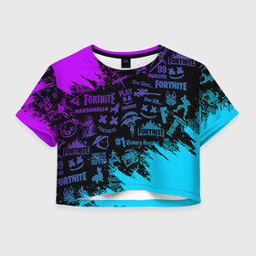 Женская футболка Crop-top 3D с принтом FORTNITE | ФОРНТАЙТ  в Белгороде, 100% полиэстер | круглая горловина, длина футболки до линии талии, рукава с отворотами | deadmau5 | fortnite | fortnite 2 | fortnite x маршмелло | ikonik | marshmello | ninja | ninja streamer | raven | travis scott | ворон | иконик | ниндзя | пили | рейвен | трэвис скотт | фортнайт