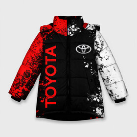 Зимняя куртка для девочек 3D с принтом TOYOTA в Белгороде, ткань верха — 100% полиэстер; подклад — 100% полиэстер, утеплитель — 100% полиэстер. | длина ниже бедра, удлиненная спинка, воротник стойка и отстегивающийся капюшон. Есть боковые карманы с листочкой на кнопках, утяжки по низу изделия и внутренний карман на молнии. 

Предусмотрены светоотражающий принт на спинке, радужный светоотражающий элемент на пуллере молнии и на резинке для утяжки. | 2020 | auto | sport | toyota | авто | автомобиль | автомобильные | бренд | марка | машины | спорт | тойота