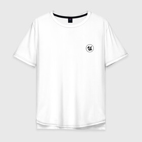 Мужская футболка хлопок Oversize с принтом Unreal Engine (+спина) (Z) в Белгороде, 100% хлопок | свободный крой, круглый ворот, “спинка” длиннее передней части | unreal | unreal engine | графика | движок | движок unreal | игровой движок