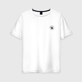 Женская футболка хлопок Oversize с принтом Unreal Engine (+спина) (Z) в Белгороде, 100% хлопок | свободный крой, круглый ворот, спущенный рукав, длина до линии бедер
 | unreal | unreal engine | графика | движок | движок unreal | игровой движок