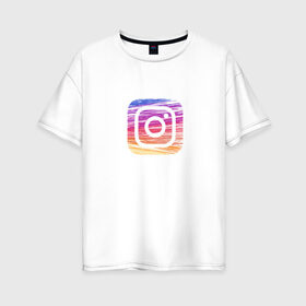Женская футболка хлопок Oversize с принтом Instagram в Белгороде, 100% хлопок | свободный крой, круглый ворот, спущенный рукав, длина до линии бедер
 | instagram | знак | значок | картинки | надпись | популярные | прикольные | социальные сети