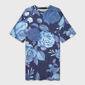 Платье-футболка 3D с принтом Джинса Розы в Белгороде,  |  | denim | flowers | jeans | rose | деним | джинса | джинсовый | джинсы | розы | ткань | цветы