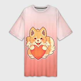 Платье-футболка 3D с принтом Собака корги сердечко милота в Белгороде,  |  | градиент | контур | корги | любителю собак | миленько | мило | милота | пес | песик | рисунок | сердечко | собака | собакен | собачатнику | собачка | собачнику