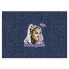 Поздравительная открытка с принтом Ariana Grande Jeans в Белгороде, 100% бумага | плотность бумаги 280 г/м2, матовая, на обратной стороне линовка и место для марки
 | ariana grande | grande | heart | jeans | pink | team | ариана гранде | гранде | джинса | джинсовый | джинсы | для фанатов | надпись | попса | розовый | сердечки | синий | текстура | фанатам