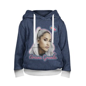 Детская толстовка 3D с принтом Ariana Grande Jeans в Белгороде, 100% полиэстер | двухслойный капюшон со шнурком для регулировки, мягкие манжеты на рукавах и по низу толстовки, спереди карман-кенгуру с мягким внутренним слоем | Тематика изображения на принте: ariana grande | grande | heart | jeans | pink | team | ариана гранде | гранде | джинса | джинсовый | джинсы | для фанатов | надпись | попса | розовый | сердечки | синий | текстура | фанатам