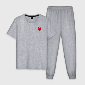 Мужская пижама хлопок с принтом Сердце 2D 8 бит в Белгороде, 100% хлопок | брюки и футболка прямого кроя, без карманов, на брюках мягкая резинка на поясе и по низу штанин
 | 2d | 8 бит. | жизни | игры | любовь | минимализм | пиксель | сердце