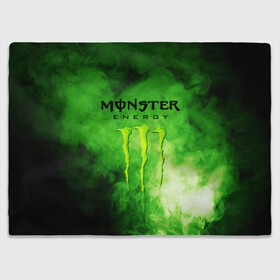 Плед 3D с принтом MONSTER ENERGY в Белгороде, 100% полиэстер | закругленные углы, все края обработаны. Ткань не мнется и не растягивается | Тематика изображения на принте: brend | green | monster energy | андреналин | бренд | зеленый | логотип | монстр | напиток | энергетик | энергия