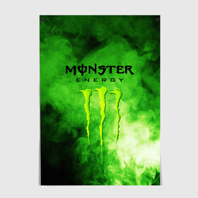 Постер с принтом MONSTER ENERGY в Белгороде, 100% бумага
 | бумага, плотность 150 мг. Матовая, но за счет высокого коэффициента гладкости имеет небольшой блеск и дает на свету блики, но в отличии от глянцевой бумаги не покрыта лаком | brend | green | monster energy | андреналин | бренд | зеленый | логотип | монстр | напиток | энергетик | энергия