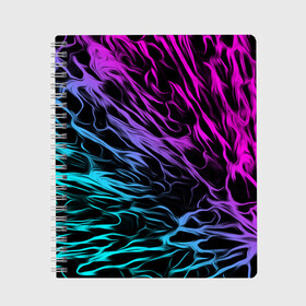 Тетрадь с принтом НЕОНОВЫЕ РАЗВОДЫ НЕОН в Белгороде, 100% бумага | 48 листов, плотность листов — 60 г/м2, плотность картонной обложки — 250 г/м2. Листы скреплены сбоку удобной пружинной спиралью. Уголки страниц и обложки скругленные. Цвет линий — светло-серый
 | abstraction | geometry | hexagon | holiday | neon | paints | sea | stripes | summer | texture | triangle | абстракция | брызги | брызги красок | геометрия | краски | лето | море | неон | неоновый | соты | текстура