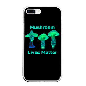 Чехол для iPhone 7Plus/8 Plus матовый с принтом Mushroom Lives Matter в Белгороде, Силикон | Область печати: задняя сторона чехла, без боковых панелей | Тематика изображения на принте: black lives matter | lives matter | гриб | грибнику | грибной | грибы | грибы лозунг | грибы монстры | грибы надпись | грибы неон | грибы прикол | грибы текст | злые грибы | неоновые грибы | сбор грибов