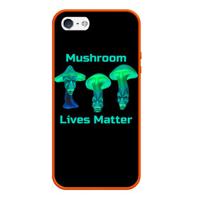 Чехол для iPhone 5/5S матовый с принтом Mushroom Lives Matter в Белгороде, Силикон | Область печати: задняя сторона чехла, без боковых панелей | Тематика изображения на принте: black lives matter | lives matter | гриб | грибнику | грибной | грибы | грибы лозунг | грибы монстры | грибы надпись | грибы неон | грибы прикол | грибы текст | злые грибы | неоновые грибы | сбор грибов