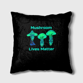 Подушка 3D с принтом Mushroom Lives Matter в Белгороде, наволочка – 100% полиэстер, наполнитель – холлофайбер (легкий наполнитель, не вызывает аллергию). | состоит из подушки и наволочки. Наволочка на молнии, легко снимается для стирки | Тематика изображения на принте: black lives matter | lives matter | гриб | грибнику | грибной | грибы | грибы лозунг | грибы монстры | грибы надпись | грибы неон | грибы прикол | грибы текст | злые грибы | неоновые грибы | сбор грибов