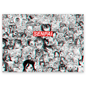 Поздравительная открытка с принтом SENPAI/СЕНПАИ в Белгороде, 100% бумага | плотность бумаги 280 г/м2, матовая, на обратной стороне линовка и место для марки
 | Тематика изображения на принте: ahegao | anime | kawai | kowai | oppai | otaku | senpai | sugoi | waifu | yandere | аниме | ахегао | ковай | культура | отаку | семпай | сенпай | тренд | яндере