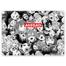 Поздравительная открытка с принтом AHEGAO | АХЕГАО в Белгороде, 100% бумага | плотность бумаги 280 г/м2, матовая, на обратной стороне линовка и место для марки
 | ahegao | kawai | kowai | oppai | otaku | senpai | sugoi | waifu | yandere | ахегао | ковай | отаку | семпай | сенпай | сэмпай | яндере