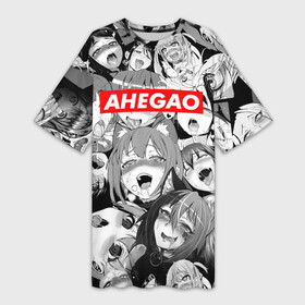 Платье-футболка 3D с принтом Ахегао лица лого в Белгороде,  |  | ahegao | kawai | kowai | oppai | otaku | senpai | sugoi | waifu | yandere | ахегао | ковай | отаку | семпай | сенпай | сэмпай | яндере