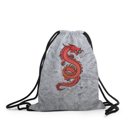 Рюкзак-мешок 3D с принтом Красный дракон в Белгороде, 100% полиэстер | плотность ткани — 200 г/м2, размер — 35 х 45 см; лямки — толстые шнурки, застежка на шнуровке, без карманов и подкладки | дракон | звери | китайский дракон. | мифология