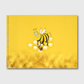 Альбом для рисования с принтом Лето Пчелы Мед в Белгороде, 100% бумага
 | матовая бумага, плотность 200 мг. | лето | мед | насекомые | пчела | соты | улей
