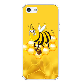 Чехол для iPhone 5/5S матовый с принтом Лето. Пчелы. Мед в Белгороде, Силикон | Область печати: задняя сторона чехла, без боковых панелей | 