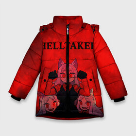 Зимняя куртка для девочек 3D с принтом HELLTAKER в Белгороде, ткань верха — 100% полиэстер; подклад — 100% полиэстер, утеплитель — 100% полиэстер. | длина ниже бедра, удлиненная спинка, воротник стойка и отстегивающийся капюшон. Есть боковые карманы с листочкой на кнопках, утяжки по низу изделия и внутренний карман на молнии. 

Предусмотрены светоотражающий принт на спинке, радужный светоотражающий элемент на пуллере молнии и на резинке для утяжки. | anime | azazel | hell | helltaker | justice | lucifer | malina | modeus | pandemonica | zdrada | ад | аниме | демон | демонесса | здрада | иероглифы | люцифер | малина | модеус | пандемоника | правосудие | хеллтейкер | хэлтей