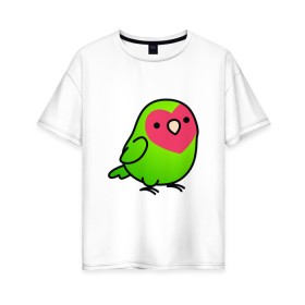 Женская футболка хлопок Oversize с принтом Папугай в Белгороде, 100% хлопок | свободный крой, круглый ворот, спущенный рукав, длина до линии бедер
 | арт | волнистые попугайчики | волнистый попугай | животные | картинка | папуги | попугаи | попугайчики | птица | птицы | рисунок