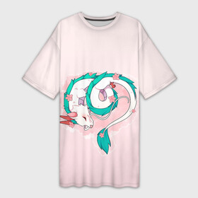 Платье-футболка 3D с принтом Спящий дракон Хаку чиби цветы в Белгороде,  |  | аниме | арт | божество | градиент | дракон | дракон бог | дракончик | дракоша | малыш | мило | пастельный | персонаж | простой | рисунок | розовый | светлый | спящий дракон | студия гибли