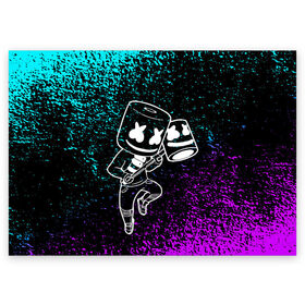 Поздравительная открытка с принтом Fortnite Marshmello. в Белгороде, 100% бумага | плотность бумаги 280 г/м2, матовая, на обратной стороне линовка и место для марки
 | archetype | fortnite | fortnite x | game | ikonik | marshmello | raven | архетип | ворон | игра | иконик | маршмелло | фортнайт