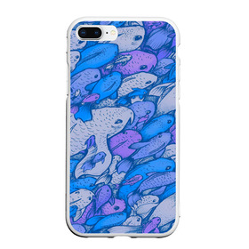 Чехол для iPhone 7/8 Plus матовый с принтом косяк рыб крупно рисунок в Белгороде, Силикон | Область печати: задняя сторона чехла, без боковых панелей | арт | косяк | много | морские жители | морской | подводный мир | рисунок | рыбки | рыбы | синий | фиолетовый