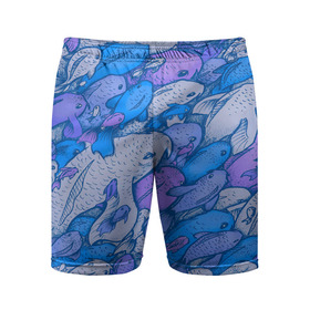 Мужские шорты спортивные с принтом косяк рыб крупно рисунок в Белгороде,  |  | арт | косяк | много | морские жители | морской | подводный мир | рисунок | рыбки | рыбы | синий | фиолетовый