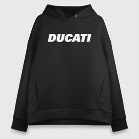 Женское худи Oversize хлопок с принтом DUCATI в Белгороде, френч-терри — 70% хлопок, 30% полиэстер. Мягкий теплый начес внутри —100% хлопок | боковые карманы, эластичные манжеты и нижняя кромка, капюшон на магнитной кнопке | ducati | moto | дукати | мото | мотоспорт