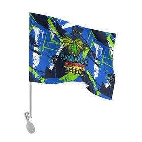 Флаг для автомобиля с принтом Jamaica Roots and reggae в Белгороде, 100% полиэстер | Размер: 30*21 см | jamaica | reggae | roots | летняя | лето | надпись | пальма | раста | регги | рэгги | текст | фраза | ямайка