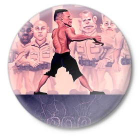 Значок с принтом Нейт Диаз(Nate Diaz) в Белгороде,  металл | круглая форма, металлическая застежка в виде булавки | арт. | бои | бокс | единоборства | мма