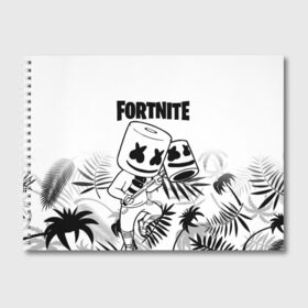 Альбом для рисования с принтом FORTNITE MARSHMELLO в Белгороде, 100% бумага
 | матовая бумага, плотность 200 мг. | archetype | fortnite | fortnite x | game | ikonik | marshmello | raven | архетип | ворон | игра | иконик | маршмелло | фортнайт