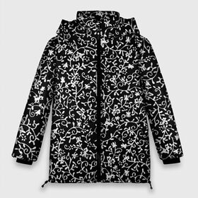 Женская зимняя куртка 3D с принтом Узоры Черно-белые в Белгороде, верх — 100% полиэстер; подкладка — 100% полиэстер; утеплитель — 100% полиэстер | длина ниже бедра, силуэт Оверсайз. Есть воротник-стойка, отстегивающийся капюшон и ветрозащитная планка. 

Боковые карманы с листочкой на кнопках и внутренний карман на молнии | Тематика изображения на принте: earth | flowers | forest | neon | без надписей | весенняя | весна | зелень | земля | зима | зимняя | искусство | космос | краски | лес | летняя | лето | море | неон | океан | осенняя | природа | приятная | растения