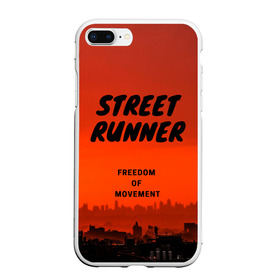 Чехол для iPhone 7/8 Plus матовый с принтом Street runner в Белгороде, Силикон | Область печати: задняя сторона чехла, без боковых панелей | run | runner | running | street | бег | город | закат | лёгкая атлетика | рассвет | улица | я бегу