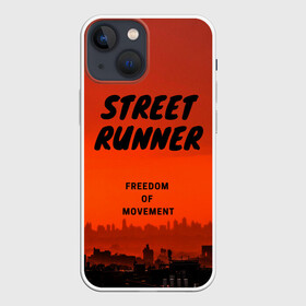 Чехол для iPhone 13 mini с принтом Street runner в Белгороде,  |  | Тематика изображения на принте: run | runner | running | street | бег | город | закат | лёгкая атлетика | рассвет | улица | я бегу