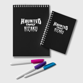 Блокнот с принтом KIZARU HAUNTED FAMILY в Белгороде, 100% бумага | 48 листов, плотность листов — 60 г/м2, плотность картонной обложки — 250 г/м2. Листы скреплены удобной пружинной спиралью. Цвет линий — светло-серый
 | Тематика изображения на принте: family | haunted | kizaru | кизару | фэмили | хаунтед