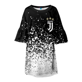 Детское платье 3D с принтом JUVENTUS. в Белгороде, 100% полиэстер | прямой силуэт, чуть расширенный к низу. Круглая горловина, на рукавах — воланы | fc | football | football club | juventus | sport | итальянский профессиональный футбольный клуб | клуб италии | спорт | уефа | униформа | фирменные цвета | фк | футбол | футбольный клуб | ювентус