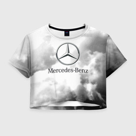 Женская футболка Crop-top 3D с принтом MERCEDES. в Белгороде, 100% полиэстер | круглая горловина, длина футболки до линии талии, рукава с отворотами | 2020 | amg | auto | mercedes | sport | авто | автомобиль | автомобильные | амг | бренд | марка | машины | мерседес | спорт