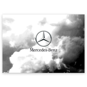 Поздравительная открытка с принтом MERCEDES. в Белгороде, 100% бумага | плотность бумаги 280 г/м2, матовая, на обратной стороне линовка и место для марки
 | 2020 | amg | auto | mercedes | sport | авто | автомобиль | автомобильные | амг | бренд | марка | машины | мерседес | спорт