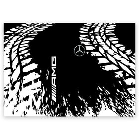 Поздравительная открытка с принтом MERCEDES. в Белгороде, 100% бумага | плотность бумаги 280 г/м2, матовая, на обратной стороне линовка и место для марки
 | 2020 | amg | auto | mercedes | sport | авто | автомобиль | автомобильные | амг | бренд | марка | машины | мерседес | спорт