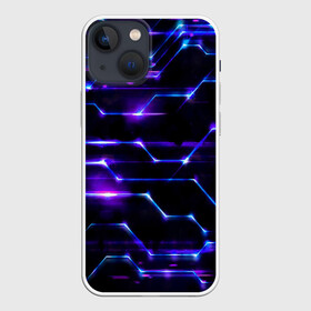 Чехол для iPhone 13 mini с принтом Технологии будущее нано броня в Белгороде,  |  | Тематика изображения на принте: блоки | броня | будущее | геометрия | детали | линии | нано | неон | программистам | свет | синий | схема | текстура | техно | технологии | ультра | фиолетовый