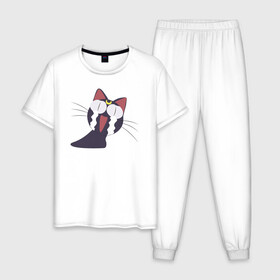 Мужская пижама хлопок с принтом Sailor Luna в Белгороде, 100% хлопок | брюки и футболка прямого кроя, без карманов, на брюках мягкая резинка на поясе и по низу штанин
 | cry | luna | moon | sailor luna | sailor moon | sailormoon | кот | котик | котэ | кошка | луна | мордочка | мультяшка | плачет | прикольный | сейлор мун | слезы | сэйлор мун