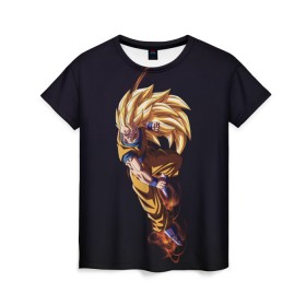Женская футболка 3D с принтом Шар Дракона в Белгороде, 100% полиэфир ( синтетическое хлопкоподобное полотно) | прямой крой, круглый вырез горловины, длина до линии бедер | dragon ball | аниме | веджета | драконий жемчуг | молнии | шар дракона