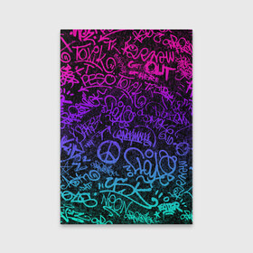 Обложка для паспорта матовая кожа с принтом Граффити Neon в Белгороде, натуральная матовая кожа | размер 19,3 х 13,7 см; прозрачные пластиковые крепления | Тематика изображения на принте: blue | cyberpunk | drawing | graffiti | lettering | neon | paint | purple | text | брызги | граффити | киберпанк | краска | надписи | неон | рисунок | синий | текст | фиолетовый