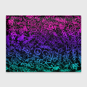 Обложка для студенческого билета с принтом Граффити Neon в Белгороде, натуральная кожа | Размер: 11*8 см; Печать на всей внешней стороне | blue | cyberpunk | drawing | graffiti | lettering | neon | paint | purple | text | брызги | граффити | киберпанк | краска | надписи | неон | рисунок | синий | текст | фиолетовый